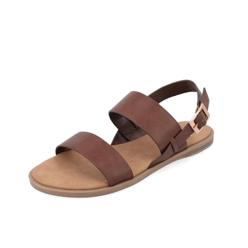 Journee Collection Womens 6.5 M Brown Lavine Strappy Flat Sandals NIB OL6